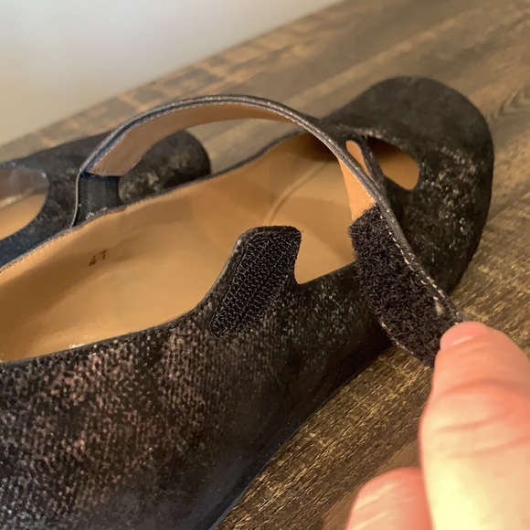 ANYI LU Suede Wedge Shoes Black And Silver - Picture 11 of 14